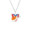 Fashion Stainless Steel US Puerto Rico Map Flag Pendant Necklace for Men Women Gold Silver Color Maps Jewelry Gift