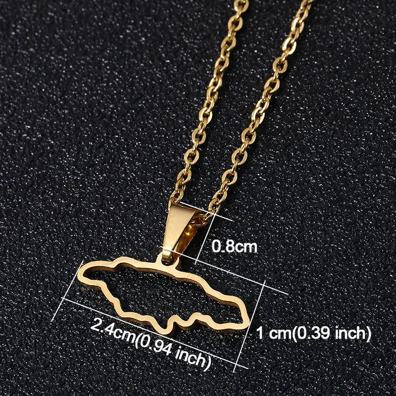 2026New 1Pcs Stainless Steel Jamaica Oil Map Flag Pendant Necklace Couple Pendant Necklace Sweater Chain - Metal Color: 11, Length: 60cm