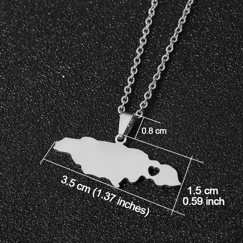 2026New 1Pcs Stainless Steel Jamaica Oil Map Flag Pendant Necklace Couple Pendant Necklace Sweater Chain - Metal Color: 14, Length: 60cm