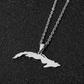 Stainless steel Cuba Map Flag Pendant Necklaces for Men Women Gold/Steel color Small Size Map jewelry Anniversary Gift - Metal Color: Steel, Length: 60cm